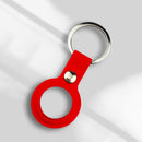 Liquid Silicone Shockproof Protective Cover Soft Case with Keychain Ring For AirTag(Red)