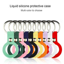 Liquid Silicone Shockproof Protective Cover Soft Case with Keychain Ring For AirTag(Red)