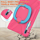 For Samsung Galaxy Tab S8 / Galaxy Tab S7 T870 / T875 Silicone + PC Protective Case with Holder & Shoulder Strap(Rose red+Blue)