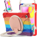 For Samsung Galaxy Tab A 8.0 (2019) T290 / T295 Silicone + PC Protective Case with Holder & Shoulder Strap(Colorful Red)