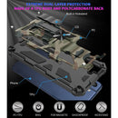 For Samsung Galaxy S21 FE Camouflage Armor Shockproof TPU + PC Magnetic Protective Case with Holder(Army Green)