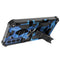 For Samsung Galaxy S21 FE Camouflage Armor Shockproof TPU + PC Magnetic Protective Case with Holder(Blue)