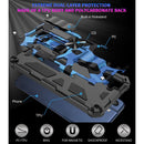 For Samsung Galaxy S21 FE Camouflage Armor Shockproof TPU + PC Magnetic Protective Case with Holder(Blue)
