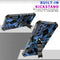 For Samsung Galaxy S21 FE Camouflage Armor Shockproof TPU + PC Magnetic Protective Case with Holder(Blue)