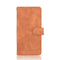 For Samsung Galaxy S21 FE Solid Color Skin Feel Magnetic Buckle Horizontal Flip Calf Texture PU Leather Case with Holder & Card Slots & Wallet(Brown)