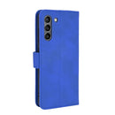 For Samsung Galaxy S21 FE Solid Color Skin Feel Magnetic Buckle Horizontal Flip Calf Texture PU Leather Case with Holder & Card Slots & Wallet(Blue)