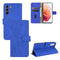 For Samsung Galaxy S21 FE Solid Color Skin Feel Magnetic Buckle Horizontal Flip Calf Texture PU Leather Case with Holder & Card Slots & Wallet(Blue)