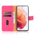For Samsung Galaxy S21 FE Solid Color Skin Feel Magnetic Buckle Horizontal Flip Calf Texture PU Leather Case with Holder & Card Slots & Wallet(Rose Red)