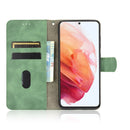 For Samsung Galaxy S21 FE Solid Color Skin Feel Magnetic Buckle Horizontal Flip Calf Texture PU Leather Case with Holder & Card Slots & Wallet(Green)