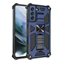 For Samsung Galaxy S21 FE Shockproof TPU + PC Magnetic Protective Case with Holder(Blue)