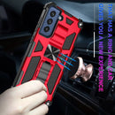 For Samsung Galaxy S21 FE Shockproof TPU + PC Magnetic Protective Case with Holder(Blue)