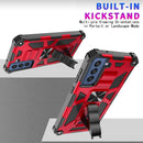 For Samsung Galaxy S21 FE Shockproof TPU + PC Magnetic Protective Case with Holder(Blue)