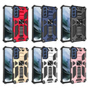 For Samsung Galaxy S21 FE Shockproof TPU + PC Magnetic Protective Case with Holder(Blue)