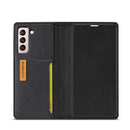 For Samsung Galaxy S21 FE LC.IMEEKE LC-001 Series PU + TPU Color Matching Frosted Horizontal Flip Leather Case with Holder & Card Slot(Black)