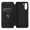 For Samsung Galaxy S21 FE Carbon Fiber Texture Magnetic Horizontal Flip TPU + PC + PU Leather Case with Card Slot(Black)