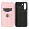 For Samsung Galaxy S21 FE Carbon Fiber Texture Magnetic Horizontal Flip TPU + PC + PU Leather Case with Card Slot(Pink)