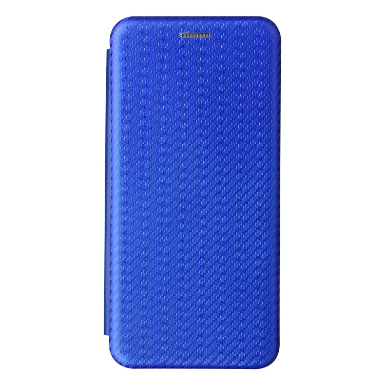 For Samsung Galaxy S21 FE Carbon Fiber Texture Magnetic Horizontal Flip TPU + PC + PU Leather Case with Card Slot(Blue)