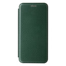 For Samsung Galaxy S21 FE Carbon Fiber Texture Magnetic Horizontal Flip TPU + PC + PU Leather Case with Card Slot(Green)