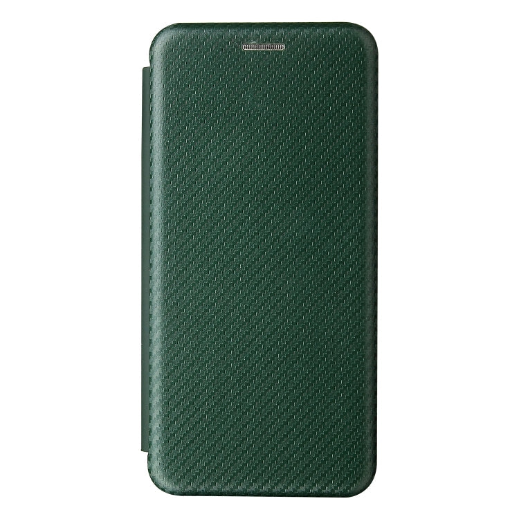 For Samsung Galaxy S21 FE Carbon Fiber Texture Magnetic Horizontal Flip TPU + PC + PU Leather Case with Card Slot(Green)