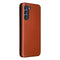 For Samsung Galaxy S21 FE Carbon Fiber Texture Magnetic Horizontal Flip TPU + PC + PU Leather Case with Card Slot(Brown)