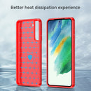 For Samsung Galaxy S21 FE Brushed Texture Carbon Fiber TPU Case(Red)