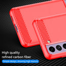 For Samsung Galaxy S21 FE Brushed Texture Carbon Fiber TPU Case(Red)