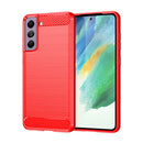 For Samsung Galaxy S21 FE Brushed Texture Carbon Fiber TPU Case(Red)