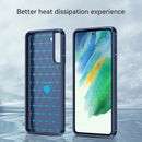 For Samsung Galaxy S21 FE Brushed Texture Carbon Fiber TPU Case(Blue)