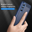For Samsung Galaxy S21 FE Brushed Texture Carbon Fiber TPU Case(Blue)