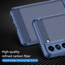For Samsung Galaxy S21 FE Brushed Texture Carbon Fiber TPU Case(Blue)