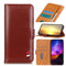 For Samsung Galaxy S21 FE 3-Color Pearl Texture Magnetic Buckle Horizontal Flip PU Leather Case with Card Slots & Wallet & Holder(Brown)