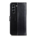 For Samsung Galaxy S21 FE 3-Color Pearl Texture Magnetic Buckle Horizontal Flip PU Leather Case with Card Slots & Wallet & Holder(Black)