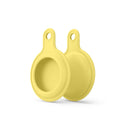 Gel Leather Case Cover with Switchable Keychain Ring for AirTag(Yellow)