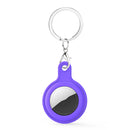 Gel Leather Case Cover with Switchable Keychain Ring for AirTag(Dark Purple)