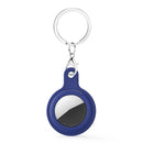 Gel Leather Case Cover with Switchable Keychain Ring for AirTag(Midnight Blue)