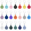 Gel Leather Case Cover with Switchable Keychain Ring for AirTag(Dark Purple)