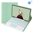 YT07B-A Detachable Candy Color Skin Feel Texture Round Keycap Bluetooth Keyboard Leather Case with Touch Control For iPad 9.7 inch 2018 & 2017 / Pro 9.7 inch / Air 2 / Air(Light Green)