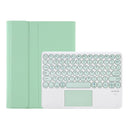 YT07B-A Detachable Candy Color Skin Feel Texture Round Keycap Bluetooth Keyboard Leather Case with Touch Control For iPad 9.7 inch 2018 & 2017 / Pro 9.7 inch / Air 2 / Air(Light Green)