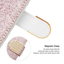 For Samsung Galaxy A12 Laser Glitter Powder Matching Crocodile Texture Horizontal Flip Leather Case with Card Slots & Holder & Wallet(Silver)