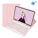 YT102B Detachable Candy Color Skin Feel Texture Round Keycap Bluetooth Keyboard Leather Case For iPad 10.2 2020 & 2019 / Air 2019 / Pro 10.5 inch(Pink)