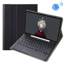 YA102B-A Detachable Lambskin Texture Round Keycap Bluetooth Keyboard Leather Tablet Case with Touch Control & Pen Slot & Stand For iPad 10.2 (2020) & (2019) / Air 3 10.5 inch / Pro 10.5 inch(Black)