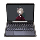 YA102B-A Detachable Lambskin Texture Round Keycap Bluetooth Keyboard Leather Tablet Case with Touch Control & Pen Slot & Stand For iPad 10.2 (2020) & (2019) / Air 3 10.5 inch / Pro 10.5 inch(Black)