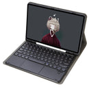 YA102B-A Detachable Lambskin Texture Round Keycap Bluetooth Keyboard Leather Tablet Case with Touch Control & Pen Slot & Stand For iPad 10.2 (2020) & (2019) / Air 3 10.5 inch / Pro 10.5 inch(Black)