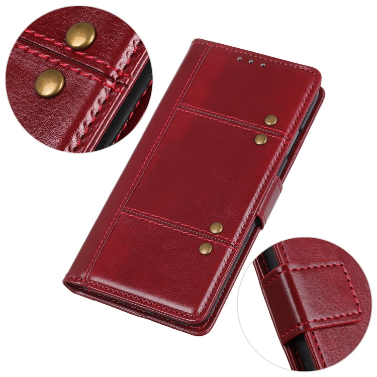 For Samsung Galaxy S21 FE Peas Crazy Horse Texture Horizontal Flip Leather Case with Holder & Card Slots & Wallet(Red)