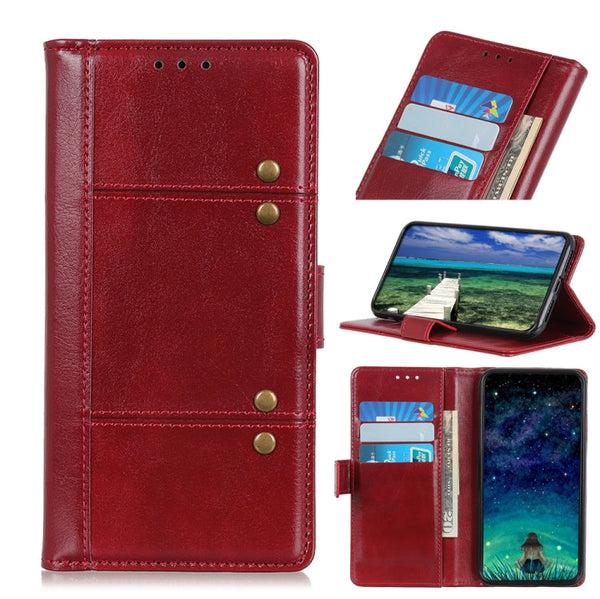 For Samsung Galaxy S21 FE Peas Crazy Horse Texture Horizontal Flip Leather Case with Holder & Card Slots & Wallet(Red)