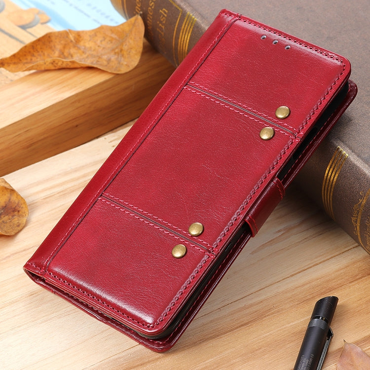For Samsung Galaxy S21 FE Peas Crazy Horse Texture Horizontal Flip Leather Case with Holder & Card Slots & Wallet(Red)