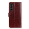 For Samsung Galaxy S21 FE Peas Crazy Horse Texture Horizontal Flip Leather Case with Holder & Card Slots & Wallet(Brown)