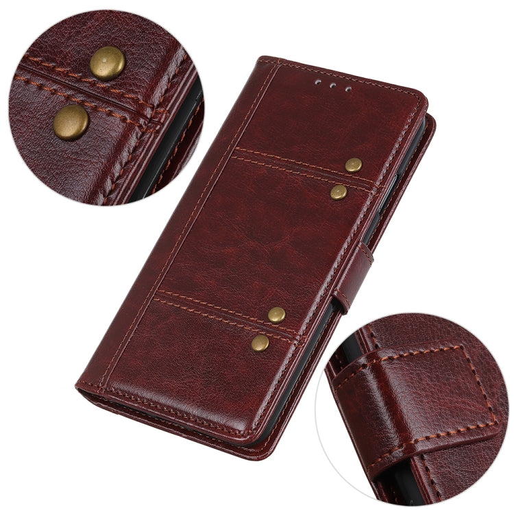 For Samsung Galaxy S21 FE Peas Crazy Horse Texture Horizontal Flip Leather Case with Holder & Card Slots & Wallet(Brown)