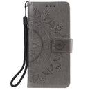 For Xiaomi Redmi K40 Totem Flower Embossed Horizontal Flip TPU + PU Leather Case with Holder & Card Slots & Wallet(Gray)
