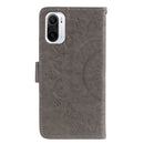 For Xiaomi Redmi K40 Totem Flower Embossed Horizontal Flip TPU + PU Leather Case with Holder & Card Slots & Wallet(Gray)